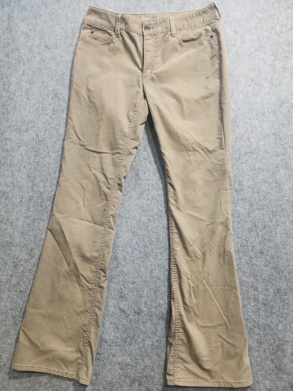 Eddie Bauer Curvy Bootcut Pants Women's Size 10 Tall Khaki Stretch Twill Mid Ris